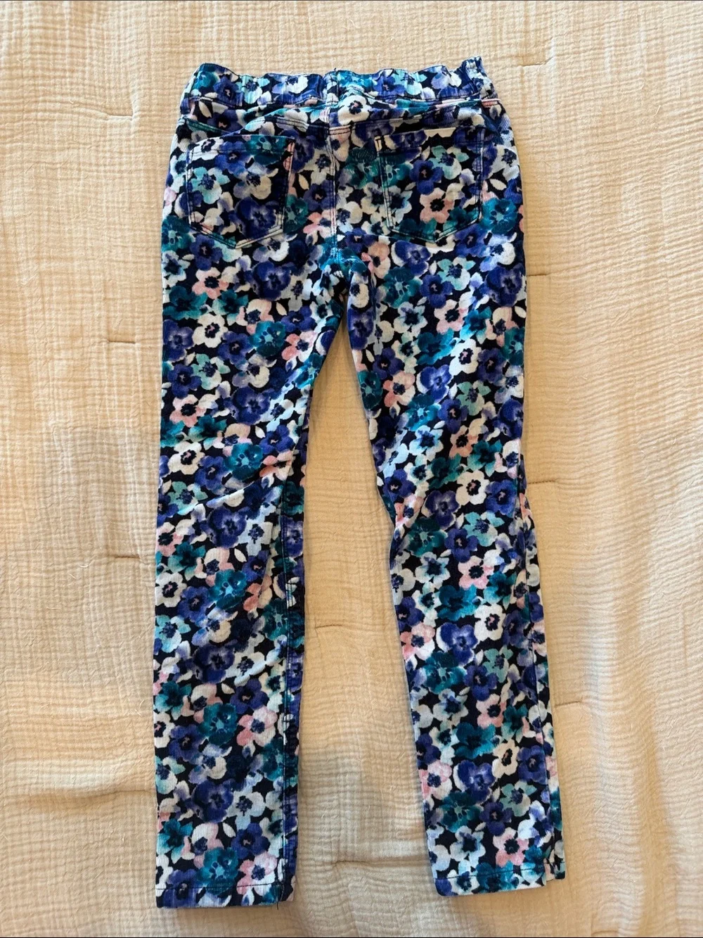 Gymboree Blue Floral Corduroy Leggings - Navy, Teal, Pink, White